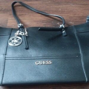 Guess Black Shoulder Bag with Silver Accents